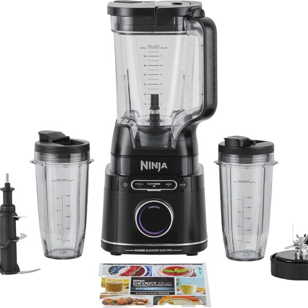Summer Final Clearance Just OMR 9.9：Ninja 2-in-1 Detect Power Blender Pro & Single Serve, 1200W Blender With Jug, & 2x Single Serve Cups, Blend Smoothies, Chop Vegetables & Mix Frozen Drinks, Black, TB301ME, 2 Years Warranty