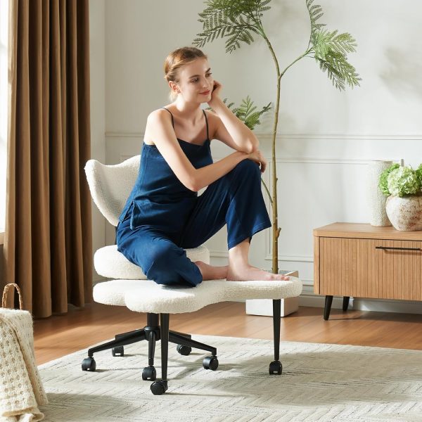 Ergonomic Cross-Legged Kneeling Chair with Wheels – 360° Swivel Meditation Floor Chair, Height Adjustable Task Chair for ADHD, Strong Lumbar Support, Home Office Desk Chair